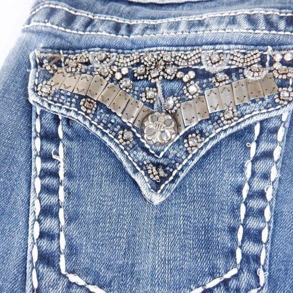 Miss Me metal & gems accts boot cut  jeans - Picture 2 of 7